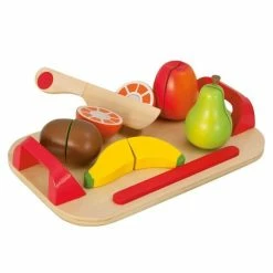 Discount 🛒 Eichhorn Schneidebrett mit Früchten aus Holz 12 Teile 😉