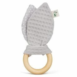 Discount ⭐ Grünspecht Greifring mit Stoffohren - Waffelpique - Grau 🛒