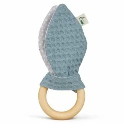 Wholesale 🔥 Grünspecht Greifring mit Stoffohren - Waffelpique - Petrol 💯