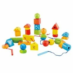 New 🧨 Hape 32-piece Set Threaded Blocks 🔥